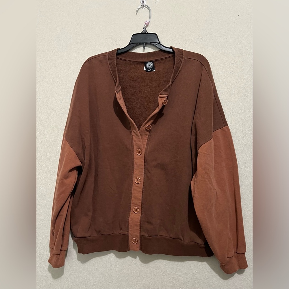 PacSun Brown Button-Up Sweater - Picture 2 of 5